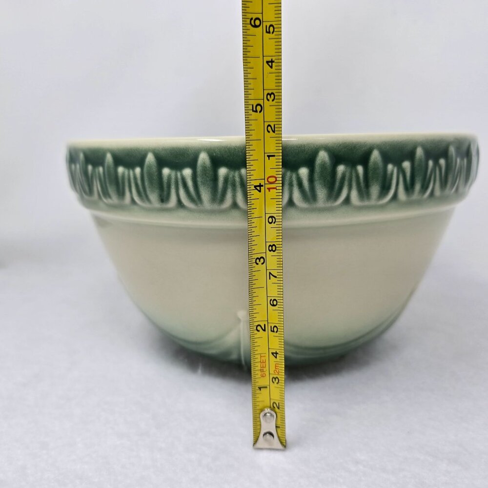 Longaberger Pottery Mixing Bowl American Craft Ivy Green Ivory 8" USA 30509 - Picture 5 of 12